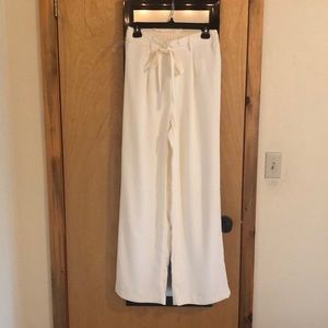White wise leg high waisted dress pants